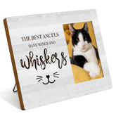 IAXIC cat memorial frame wall display with vintage wood grain and clear panel.