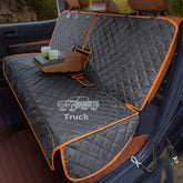 iBuddy dog car seat cover on a truck back seat protects from spills and messes