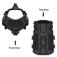 ICEFANG GN3 tactical dog harness rear view with handle and 3/4 coverage.