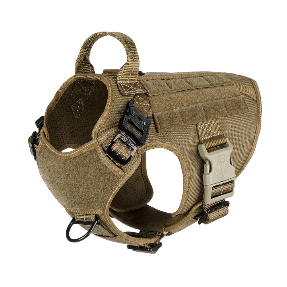 ICEFANG Tactical dog harness front view; sturdy design for daily walks.
