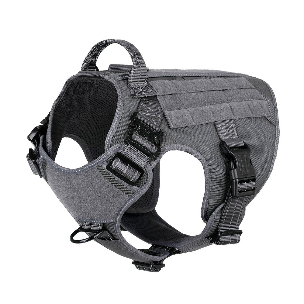 ICEFANG Tactical Dog Harness gray front view for comfort and control during walks.