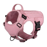 ICEFANG tactical dog harness in pink with dual aluminum buckles for secure everyday walking.