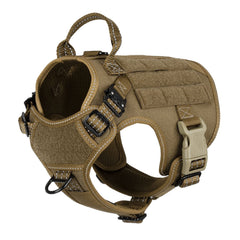 ICEFANG Tactical Dog Harness front view showing sturdy buckles for secure control.
