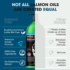 Iceland Pure salmon oil and pollock blend label highlighting omega-3 rich formula for pets
