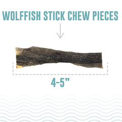 Icelandic+ Wolffish stick chew action shows dog enjoying natural snack.