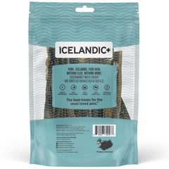 Icelandic+ Wolffish stick chew pack shot shows single-ingredient, wild-caught dog treat.