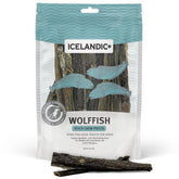Icelandic+ Wolffish stick chew texture closeup supports dental care.