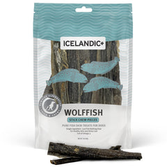 Icelandic+ Wolffish stick chew texture closeup supports dental care.
