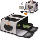 ICREATE.X large cat carrier front view with safety EVA shell and ventilation.