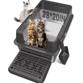 ICYAIR XXL stainless steel litter box with lid for secure containment and easy maintenance.