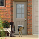 Ideal Pet Products Designer Series plastic pet door with telescoping frame fits multiple door thicknesses.