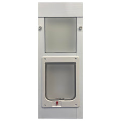 Ideal Pet Products vertical sash window door installed, enabling easy pet access.
