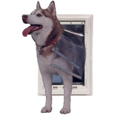 Ideal Pet Products wall-entry door frame close-up shows sturdy in-wall installation compatibility.