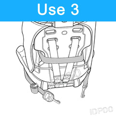 Idpoo connected to vehicle anchors enabling flexible travel setups.