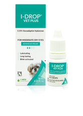 I-DROP VET PLUS bottle for dog eye drops with long-lasting lubrication.