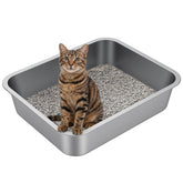 Idymere large stainless steel litter box top view shows roomy interior for multiple cats.