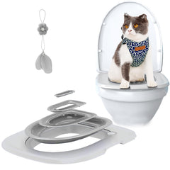 IFASHIHOME cat toilet trainer on toilet shows easy setup for quick training.
