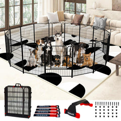 IGOOUO dog playpen outdoor 36-inch high secures medium to large dogs outdoors.