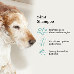 iGroom All-in-One coconut scent bottle evokes pleasant bath.