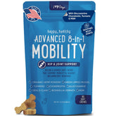 iHeartDogs advanced 8-in-1 chews package showing bottle for joint support