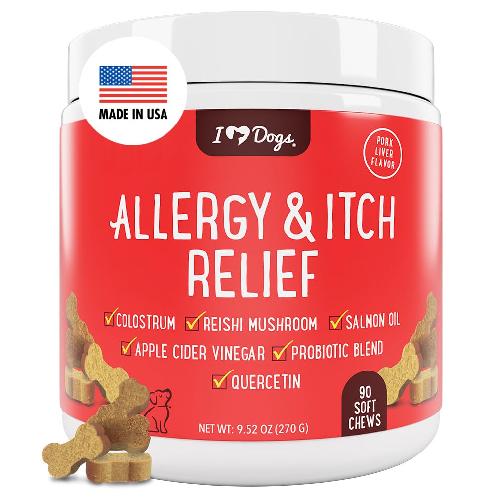 iHeartDogs Allergy Relief Salmon Oil bottle for itching and seasonal irritation