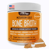 iHeartDogs bone broth powder bottle pour promotes joint support and digestion