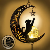iHeartDogs wind chime memorial in moon filigree with pawprints and stars for garden memory