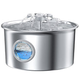 IHOUONE stainless steel cat water fountain with 88oz capacity for busy homes.