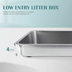 IKITCHEN non-slip bottom cat litter box keeps it in place on slick floors.