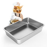 IKITCHEN stainless steel cat litter box main view highlights durable, rustproof construction