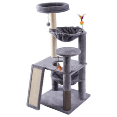 Ikviier cat tree with a large hammock for cozy lounging.