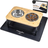 PrimePaw Naturals adjustable raised bowls for ergonomic mealtime.