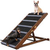 AIMSEAL Dog Ramp for Bed - 17-inch Extra-Wide, Non-Slip Rubber, Adjustable, Walnut Wood