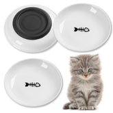 Kitwinney Cat Food Bowl – Whisker-Friendly Ceramic Bowls with Non-Slip Silicone Bottom (Pack of 3)