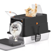 APPKER Stainless Steel Cat Litter Box XL Enclosed Top Entry – Dual Entrance & 65L Capacity