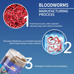 Dylan's cabin Freeze Dried Blood Worms - High Protein Fish Food (85g) for Freshwater & Saltwater