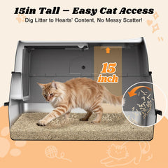 AIPERRO Stainless Steel Litter Box β High-Sided, Leak-Proof, Odor-Control for Big Cats