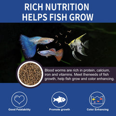 Dylan's cabin Freeze Dried Blood Worms - High Protein Fish Food (85g) for Freshwater & Saltwater