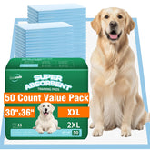 IMMCUTE 50-pack dog pee pads 30x36 pack shot for potty training.