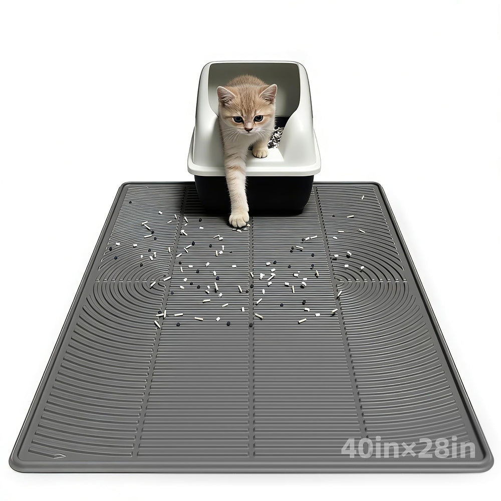 IMMCUTE cat litter mat 40x28 covering floor area and trapping litter effectively.
