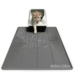 IMMCUTE cat litter mat 40x28 covering floor area and trapping litter effectively.
