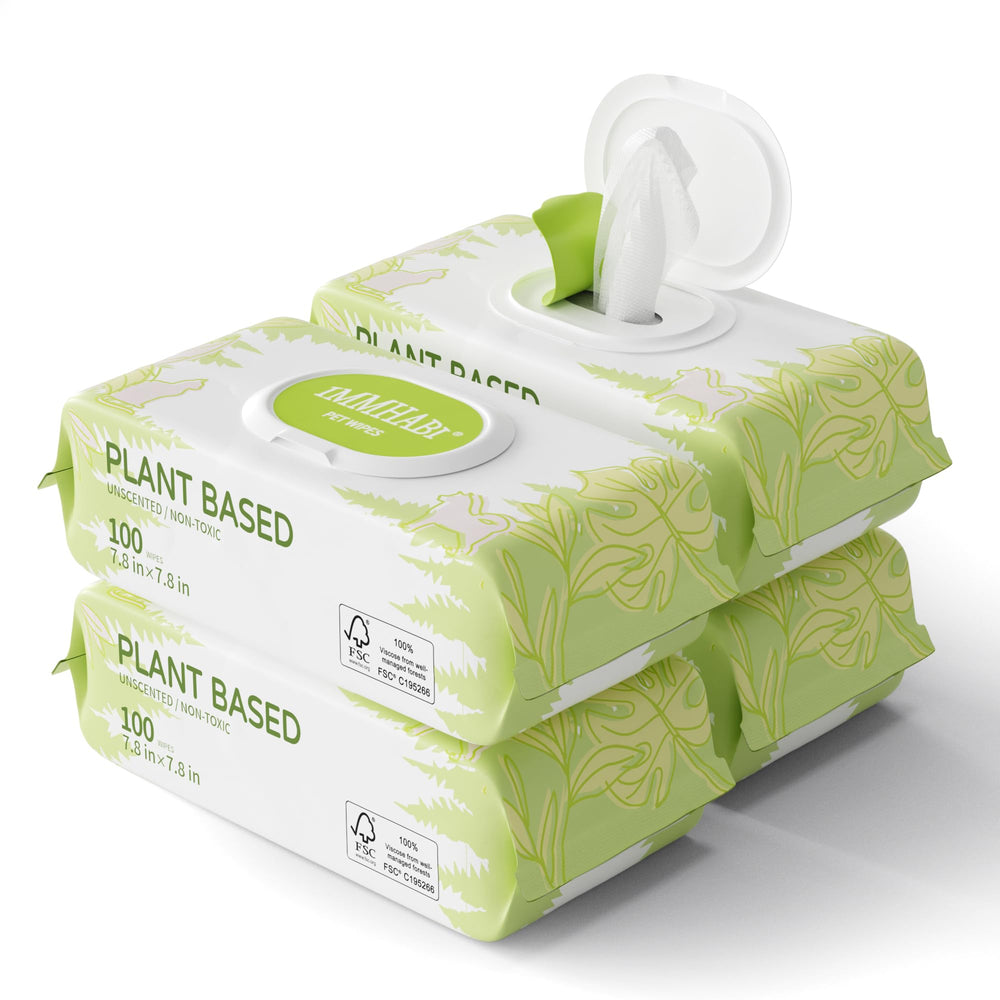IMMHABI 400 unscented pet wipes for paws, gentle cleaning and odor control.