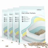 IMMHABI generic cat litter pellets 14lbs bag close-up showing natural zeolite odor absorption.