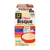 INABA Churu Bisque side-dish pouch open, ready to pour onto a catβs bowl