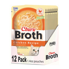INABA Churu Broth Side Dish Pouches shown in box, ideal meal enhancer for hydration.
