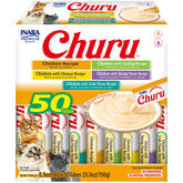 INABA Churu chicken-tube closeup highlights creamy texture for easy hand feeding.