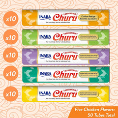 INABA Churu chicken-tube top on kibble demonstrates moisture boost for meals.