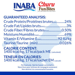 Three-portions-per-pack shown in INABA Churu Fun Bites tetra pack