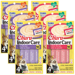 INABA Churu hairball control tubes for cats promote hydration and digestion.