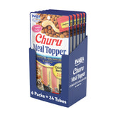INABA Churu meal topper tube closeup shows creamy texture and moisture boost for cats.